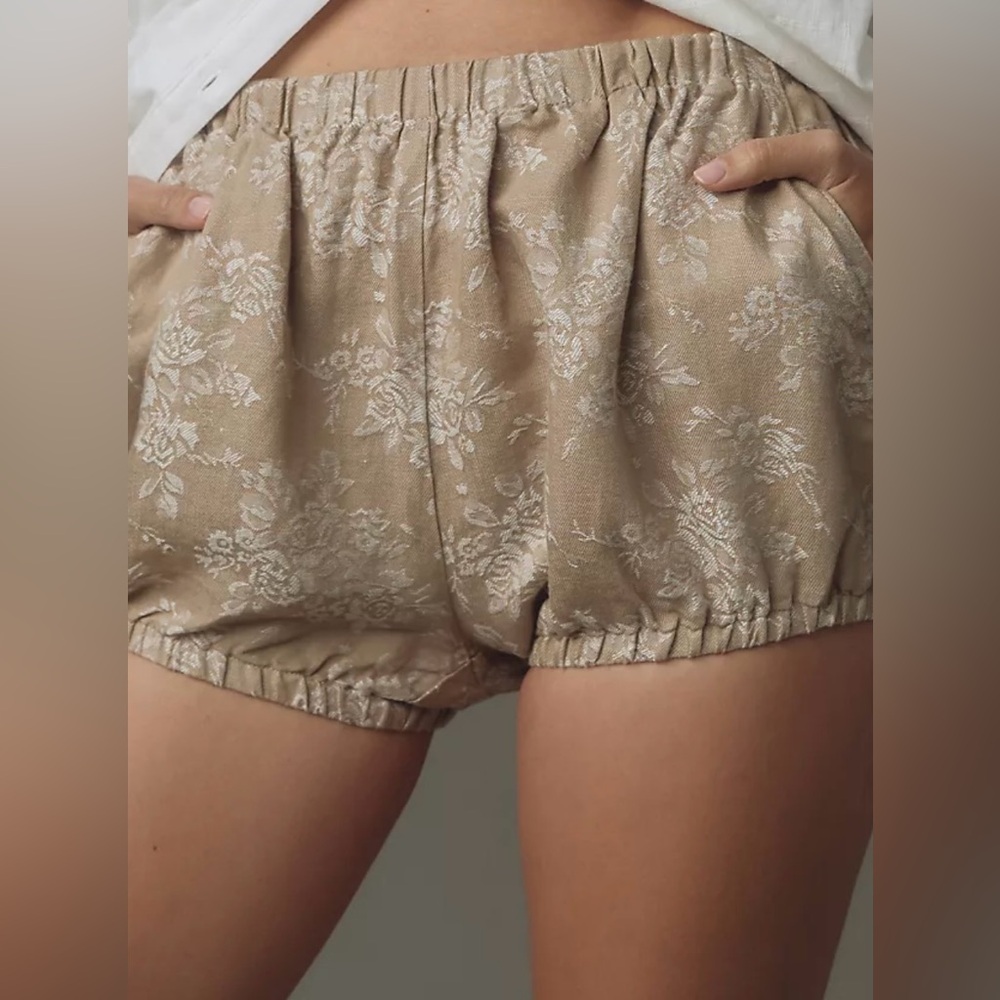 Anthropologie Floral Jacquard Bloomer Bubble Shorts NWT